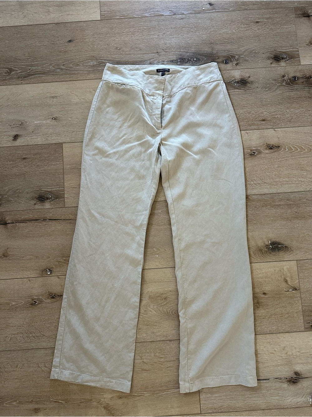 Eileen Fisher Tencel Linen Pants Size 10 NWT Beige Wide Leg